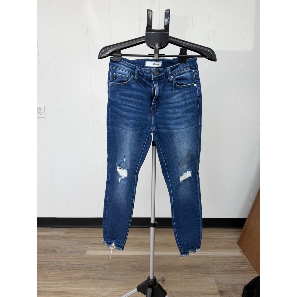KanCan Skinny Jeans Women 9/28 Blue Excellent Distressed Raw Hem